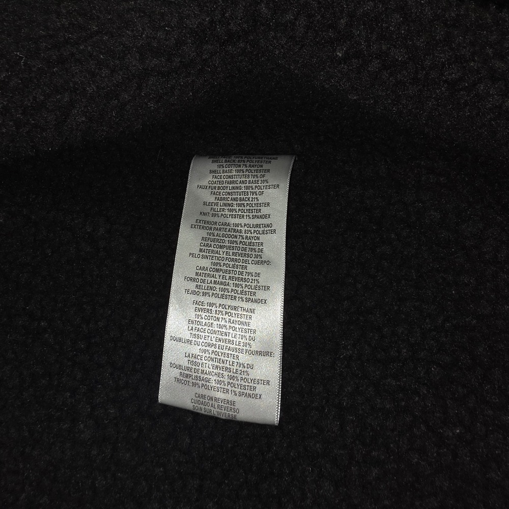 Levis Faux Leather Jacket Coat Sherpa Lined Black Aviator Bomber Size XL - Picture 12 of 15
